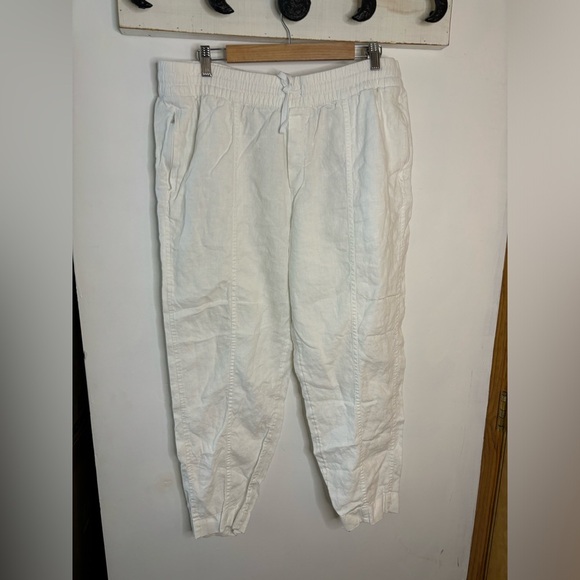 Athleta Cabo White Linen Drawstring Jogger Pants - Picture 10 of 13